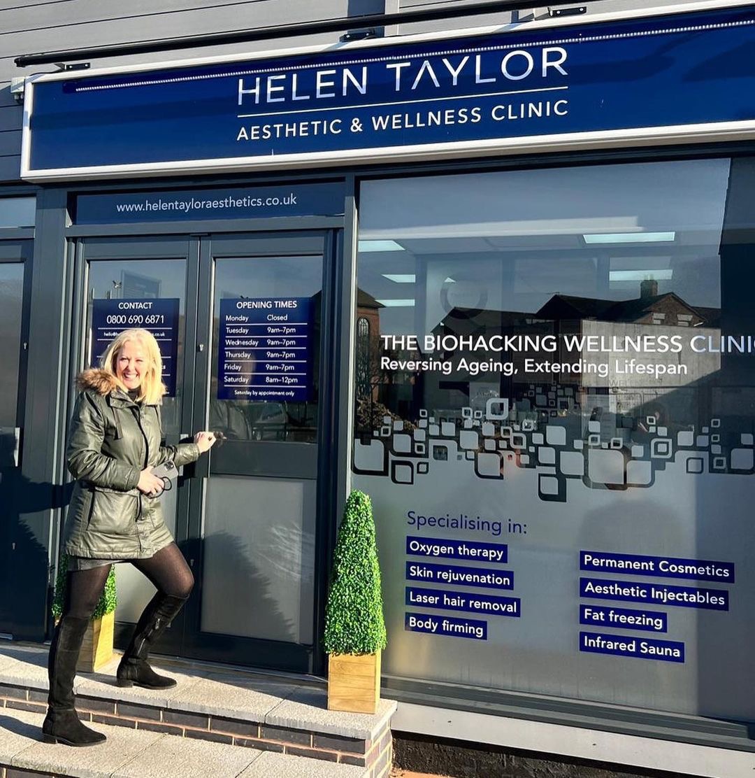 Helen Taylor outside Helen Taylor Aesthetic & Wellness Clinic